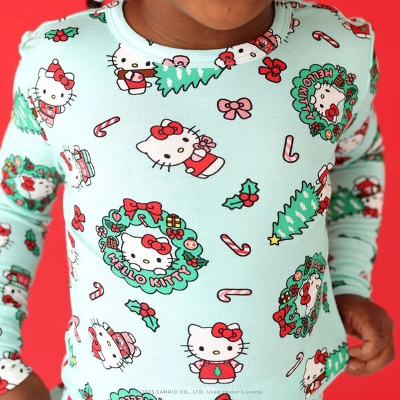 POSH PEANUT Hello Kitty Wreath Christmas Pajamas Size 5T-6T NEW NWT Mint Green - Picture 2 of 9